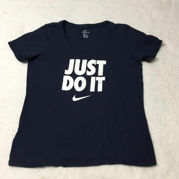 Nike Tops - Nike Just Do It Top Women’s blue Athletic Cut center shwoosh